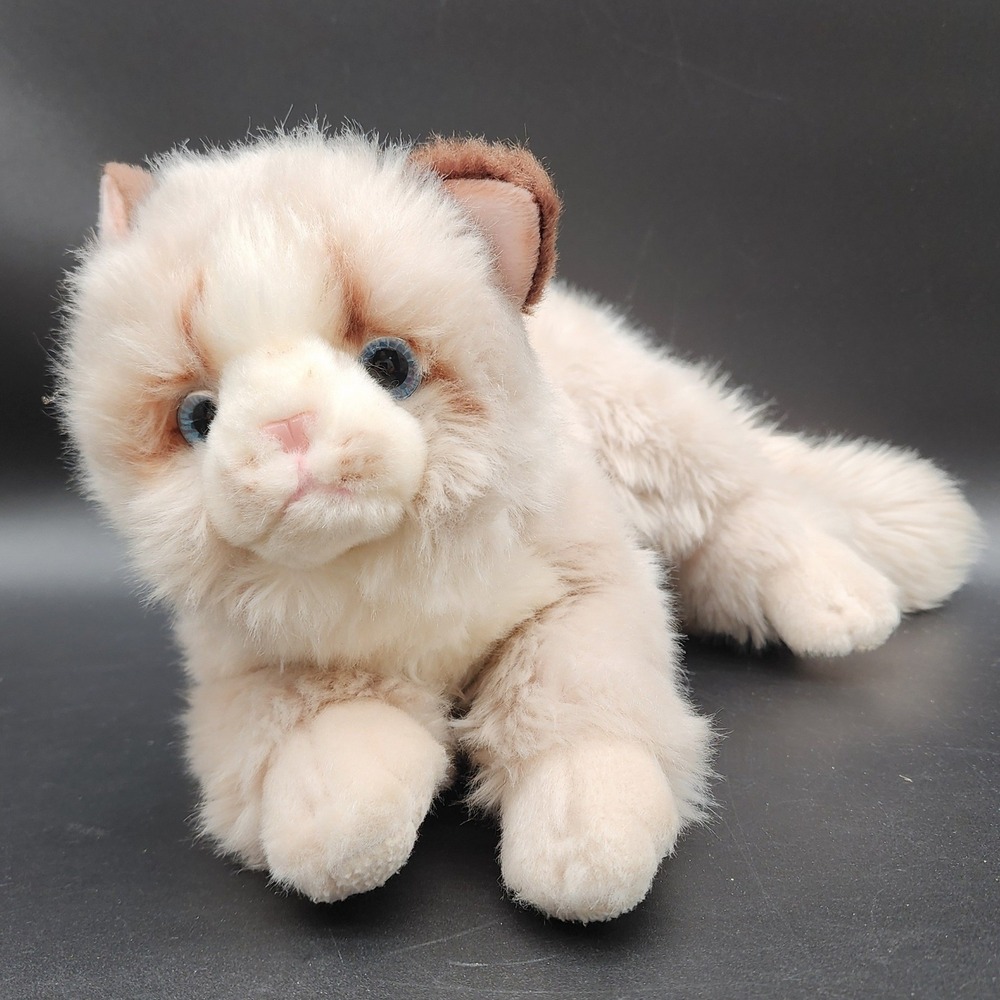 CU-MATE 12" Cream Tan Ragdoll Cat Plush Realistic Blue Eyed Kitten Stuffed Toy